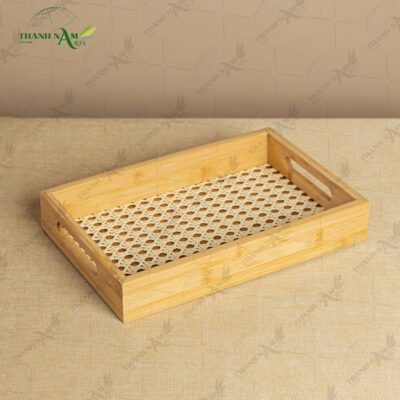 The Pressed Bamboo and Rattan Tray brings natural elegance to modern living spaces.