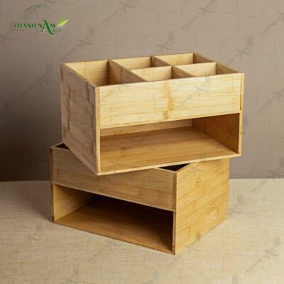 Pressed Bamboo Desk Tray highlights smooth bamboo textures and minimalist structural design.
