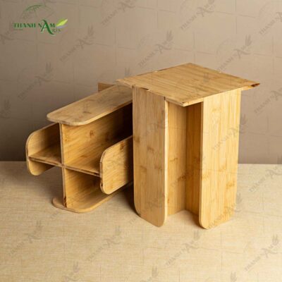Pressed Bamboo Coffee Organizer showcases smooth bamboo textures with refined contemporary detailing.