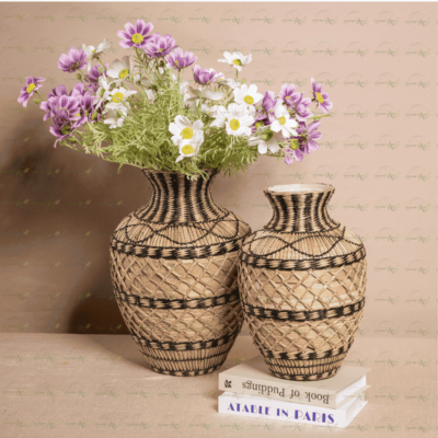The bamboo vase tall brings warmth and artisan elegance into luxury interiors with its woven texture and organic beauty. Perfect for hotels, modern homes, and sophisticated hospitality spaces.